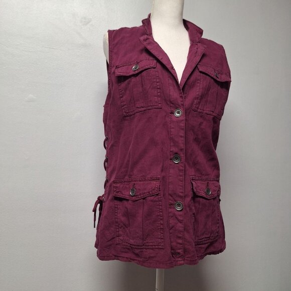 Maurices Vest Button Collar Purple Womens Large Tags Pockets - Picture 4 of 11